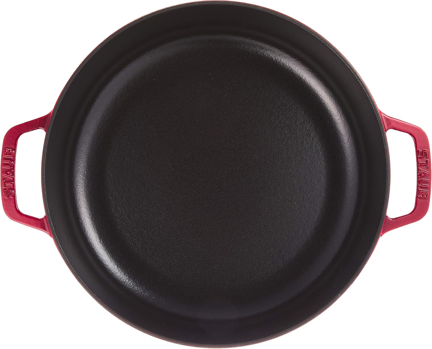 Staub Braiser 40506-544 Saute Pan, Cherry, 10.2 inches (26 cm), Large, Both Handed, Cast Enameled Pot, Sukiyaki, Induction Compatible