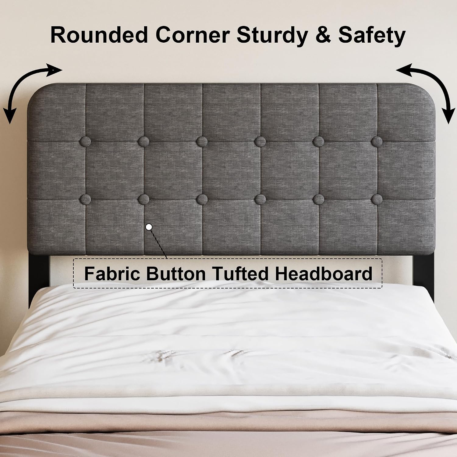 18 Inch Twin XL Bed Frame with Upholstered Headboard and Footboard, Heavy Duty Metal Slats, with Under Bed Storage, No Noise, No Box Spring Needed, Easy Assembly, Black