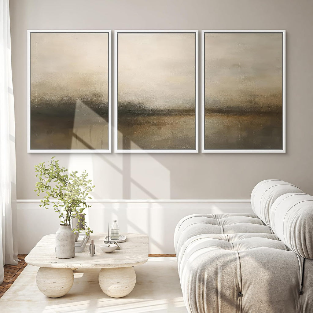 SIGNWIN Framed Canvas Print Wall Art Set Minimalist Earthy Horizon Illustrations Modern Art Decorative Scenic Rustic for Living Room, Bedroom, Office - 24'x36'x3 WHITE
