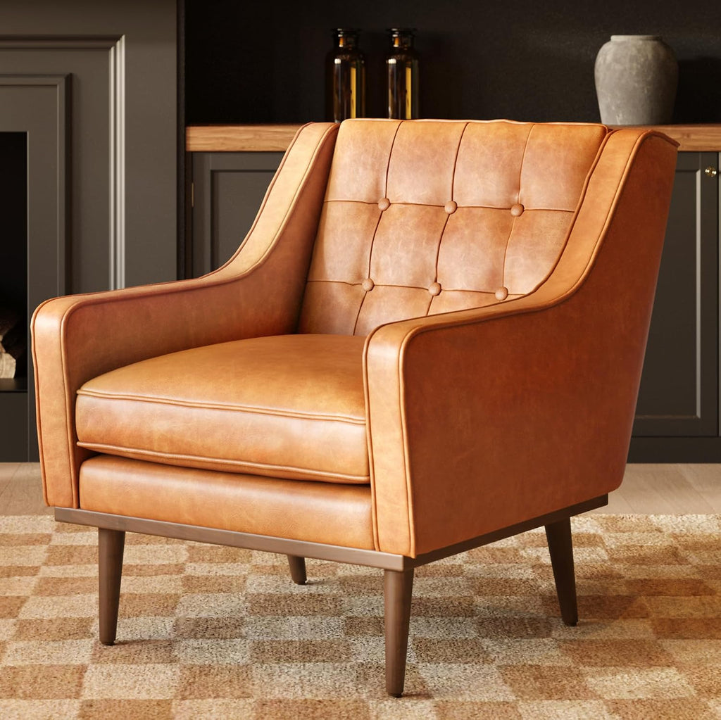 Gus Lounge Chair in Cognac Tan
