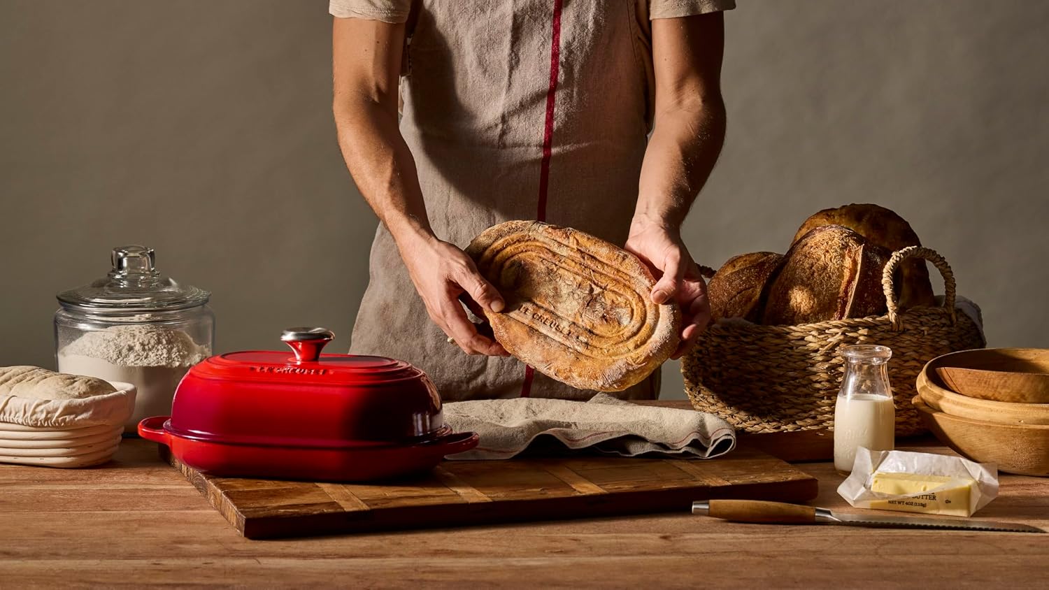 Le Creuset Enameled Cast Iron Signature Oval Bread Oven, 11.5 inch, Olive