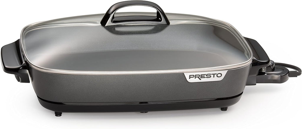 Presto 07072 Slimline Griddle (Black, 22') and Presto 06858 Slimline Skillet with Glass Cover (Electric, 16 Inch, Black)