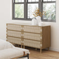 Nathan James Beacon 3 Drawer, Light Brown Boho, Bohemian Woven Seagrass Storage Cabinet for Living Room, Set of 2