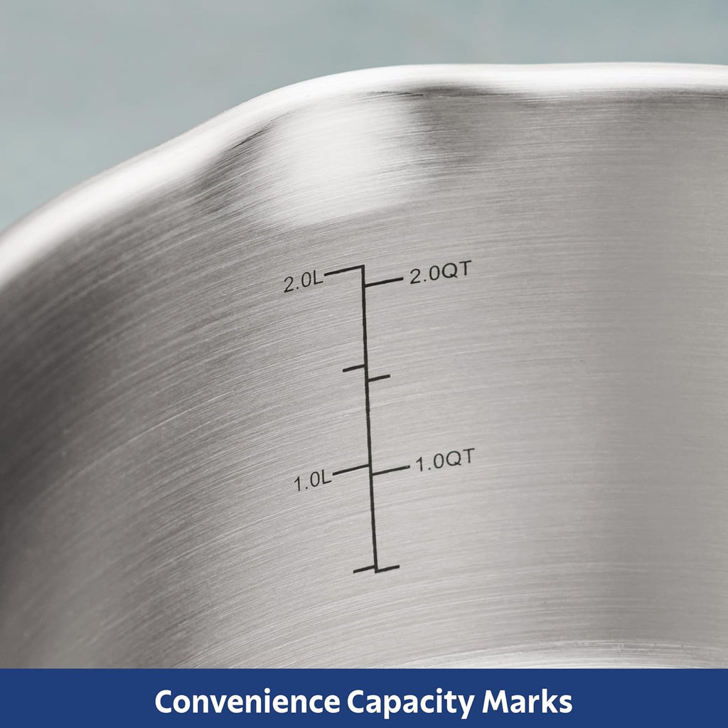 Tramontina Tempo Tri-Ply Base Stainless Steel 3-Quart Sauce Pan with Glass Lid, Induction-Ready Saucepan, Oven-Safe, Dishwasher-Safe