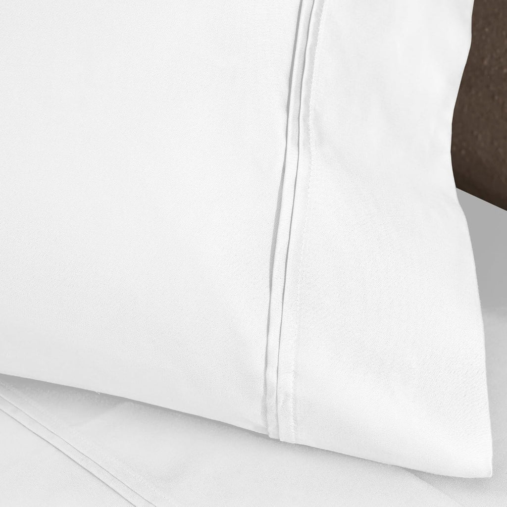 Superior 1200 Thread Count Egyptian Cotton Sheet Set, Bedroom Sheets, Modern Home Essentials, Luxury Bedding, 1 Elastic Deep Pocket Fitted Bed Sheet, 1 Flat Sheet, 2 Pillowcases, Queen, White