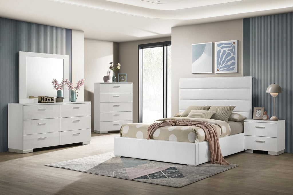 Coaster Home Furnishings Felicity 5-Piece Full Bedroom Set White High Gloss 203511F-S5