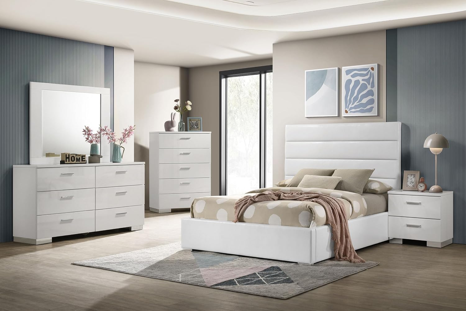 Coaster Home Furnishings Felicity 5-Piece Full Bedroom Set White High Gloss 203511F-S5