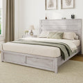 Albott Farmhouse Queen Size Bed Frame with 49' Slatted Headboard, Platform Bed with Wood Slat Support/No Box Spring Needed/Easy Assembly, Distressed White