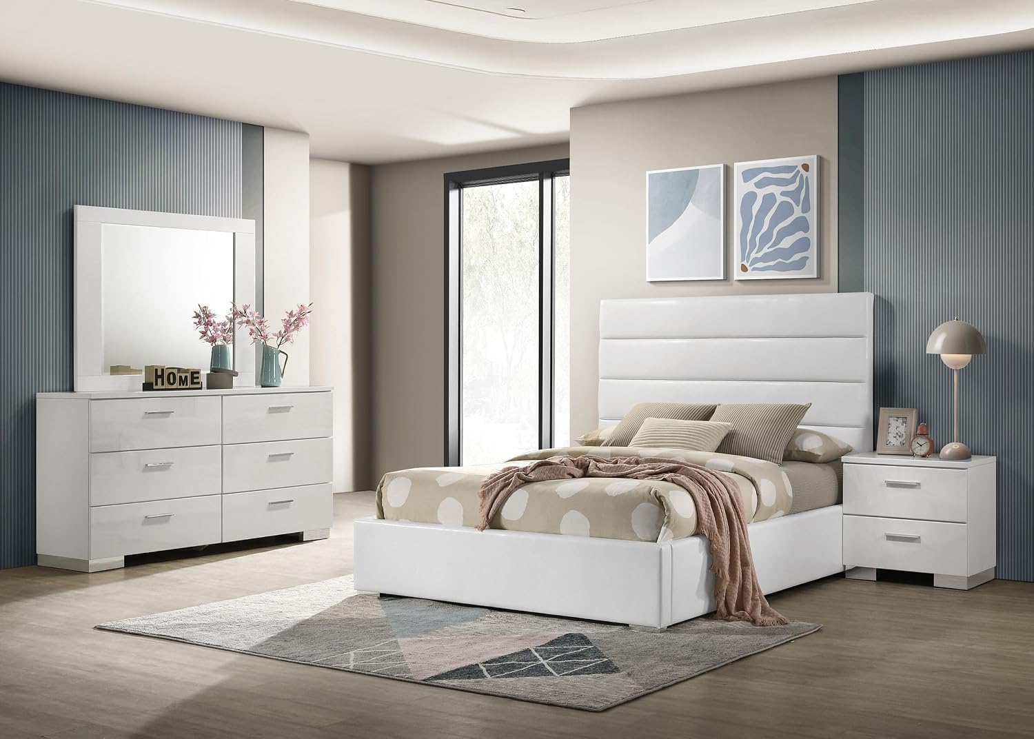 Coaster Home Furnishings Felicity 4-Piece Full Bedroom Set White High Gloss 203511F-S4