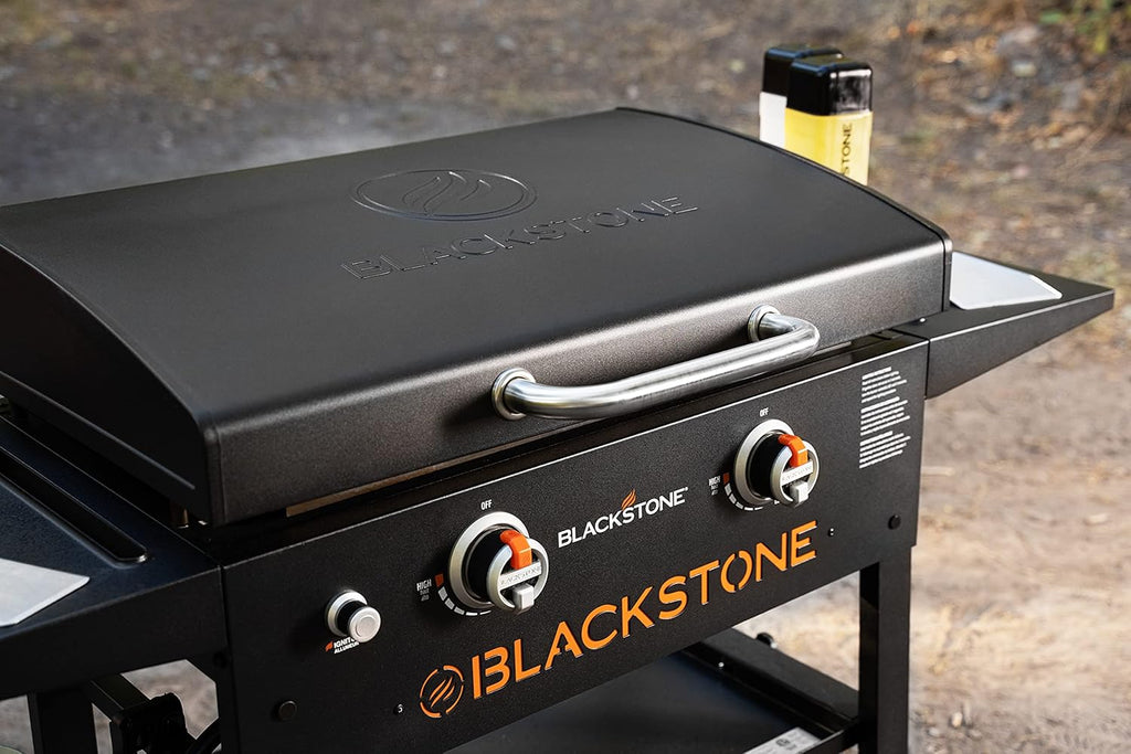 Blackstone 1883 Gas Hood & Side Shelves Heavy Duty Flat Top Griddle Grill Station for Kitchen, & 5016 Guards for 28' Griddle Front and Rear Grease Model Premium Grill Accessories Heavy