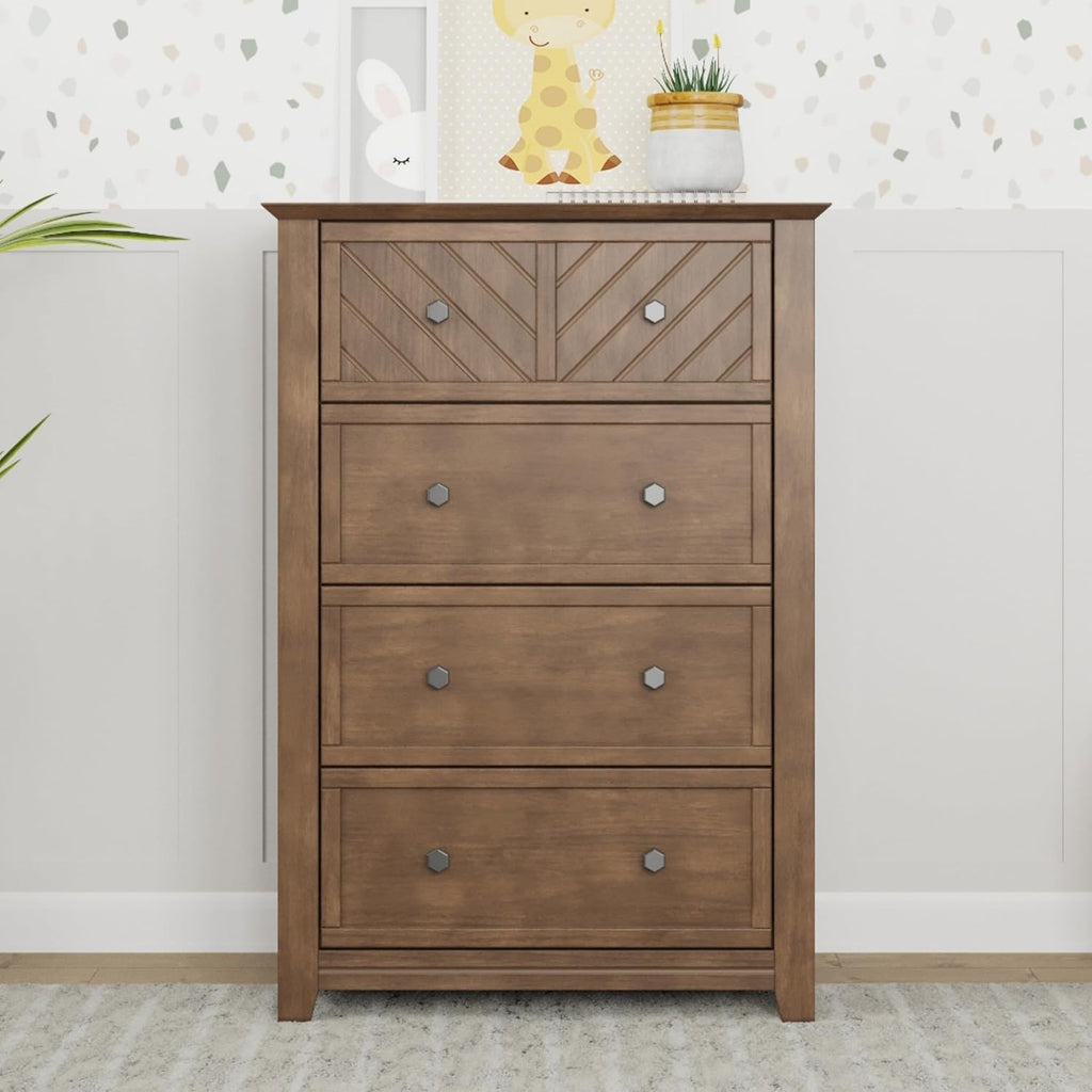 Child Craft Atwood Design 4-in-1 Convertible Baby Crib Nursery Furniture Set, Baby Bed, 3 Drawer Dresser and Chest Drawer, for Babies, Toddlers and Kids Bedroom (3 Piece - Cocoa Bean Brown)