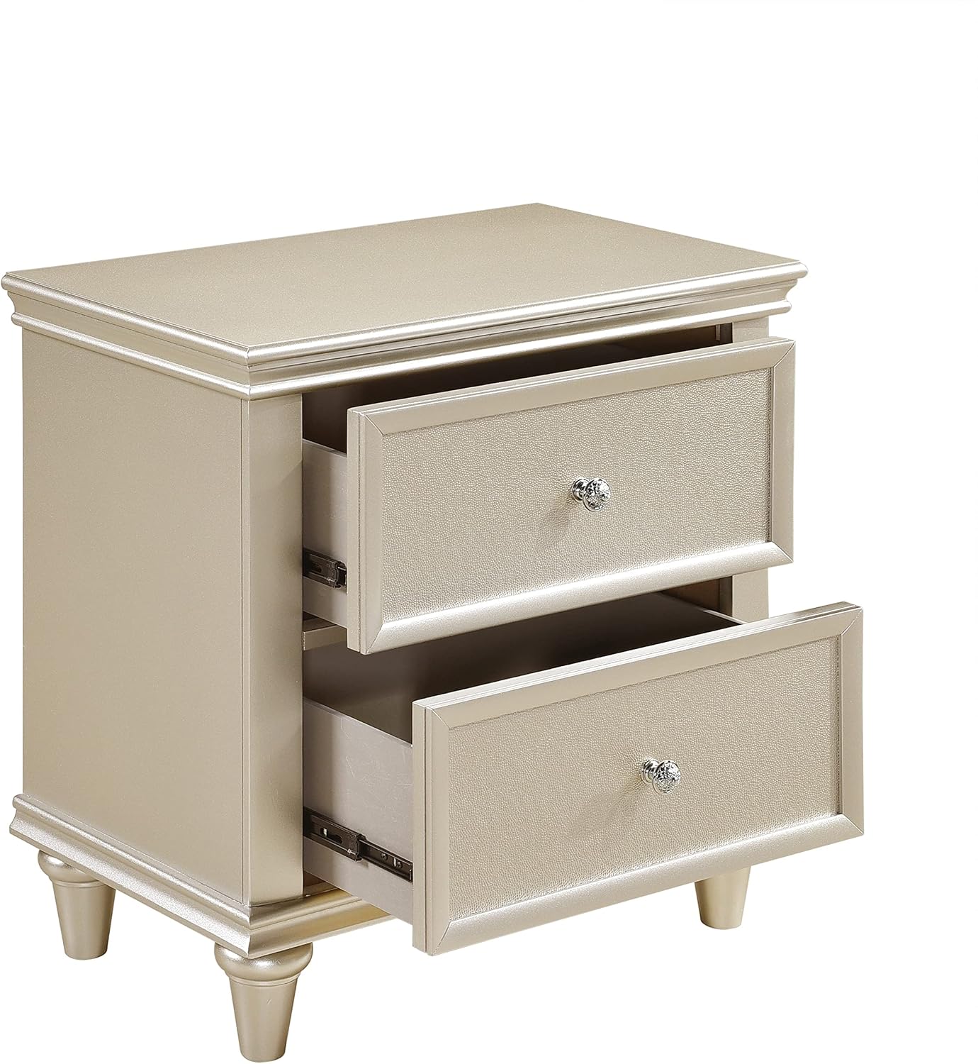 3Pc Beautiful Bedroom Furniture Set Full Size Bed and Two Nightstands Upholstered Headboard Silver Finish Traditional Modern