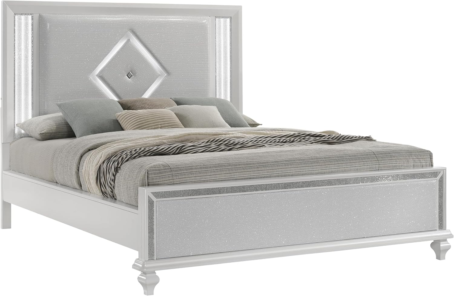 New Classic Furniture Stardust Wood King Bed, White
