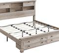 T4TREAM Farmhouse Queen Size Bed Frame with 54' Tall Storage Bookcase Headboard