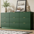Furniway Green Dresser for Bedroom, Modern Dresser with 9 Drawers and Smooth Slides, Wide Chest of Drawers with Golden Handles for Bedroom, Living Room, Closet, 15.7' D x 63' W x 31.5' H