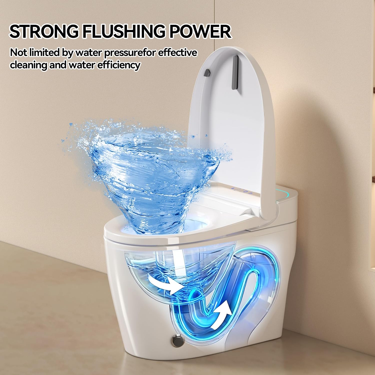 One Piece Toilet,Smart Toilet with Bidet Built In,Ceramic Toilet with Dryer and Warm Water, Intelligent Toilet Auto Open/Close Seat,Heated Seat,White