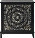 COZAYH 3-Drawer Fully-Assembled Flower Motif Dresser for French Country, Modern, Rustic Style, Distressed Finish, Gold & Black