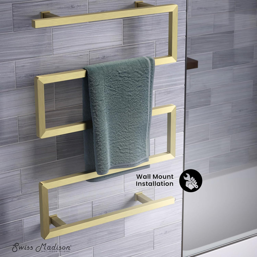 Swiss Madison Voltaire 5-Bar Electric Towel Warmer Heated Towel Racks for Bathroom in Brushed Gold