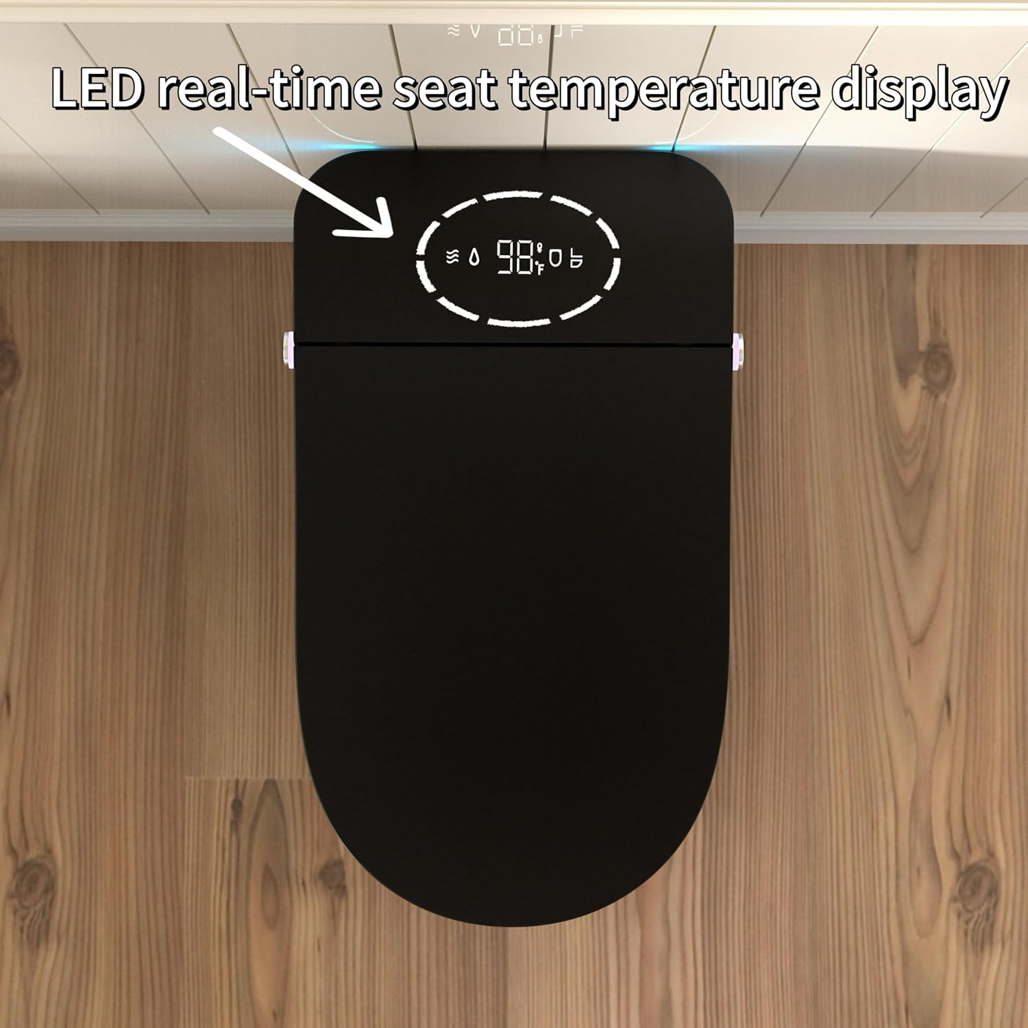 Matte Black Smart Toilet with Heated Seat & Auto Flush - Bidet, Warm Air Dryer, Night Light, Auto Open/Close Lid, Soft Close (Elongated)