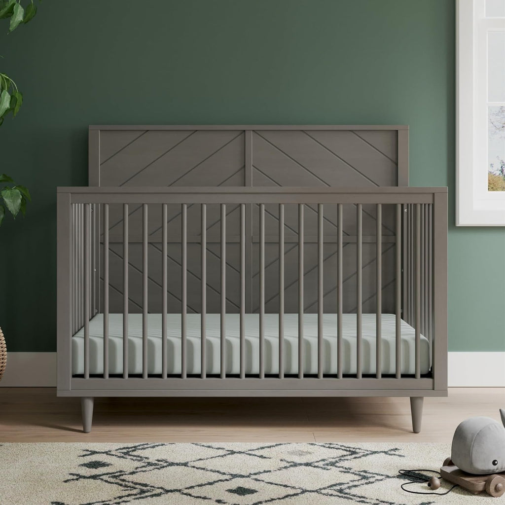 Child Craft Surrey Hill Design 4-in-1 Convertible Baby Crib Nursery Furniture Set, Baby Bed and 3 Drawer Dresser, for Babies, Toddlers and Kids Bedroom (2 Piece - Lunar Gray)