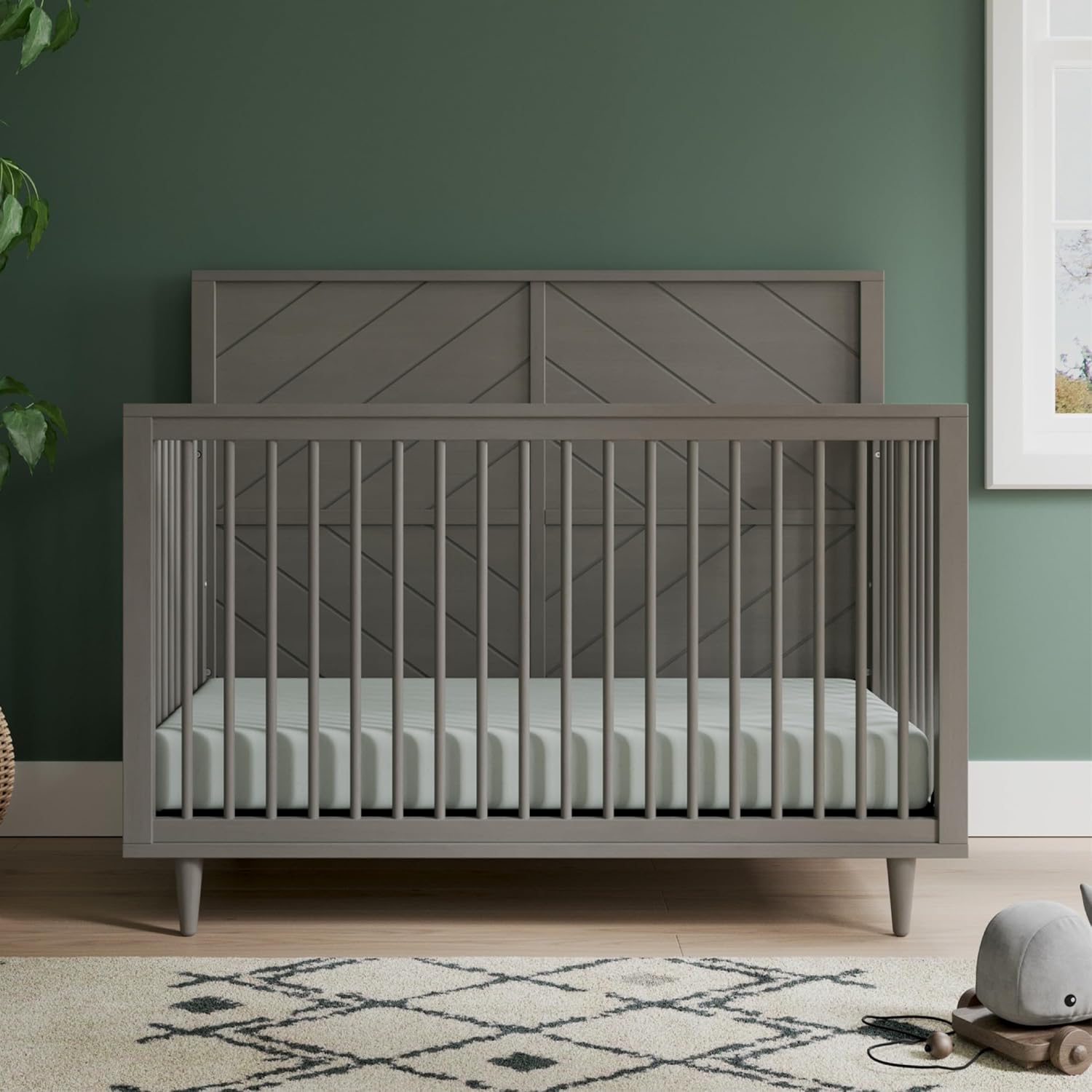 Child Craft Surrey Hill Design 4-in-1 Convertible Baby Crib Nursery Furniture Set, Baby Bed and 3 Drawer Dresser, for Babies, Toddlers and Kids Bedroom (2 Piece - Lunar Gray)