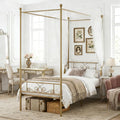 Weehom Twin Canopy Bed Frame with Headboard and Footboard, 4 Posters Metal Bed Frame, No Box Spring Needed, Mattress Foundation Platform Bed for Kids and Adults, Gold