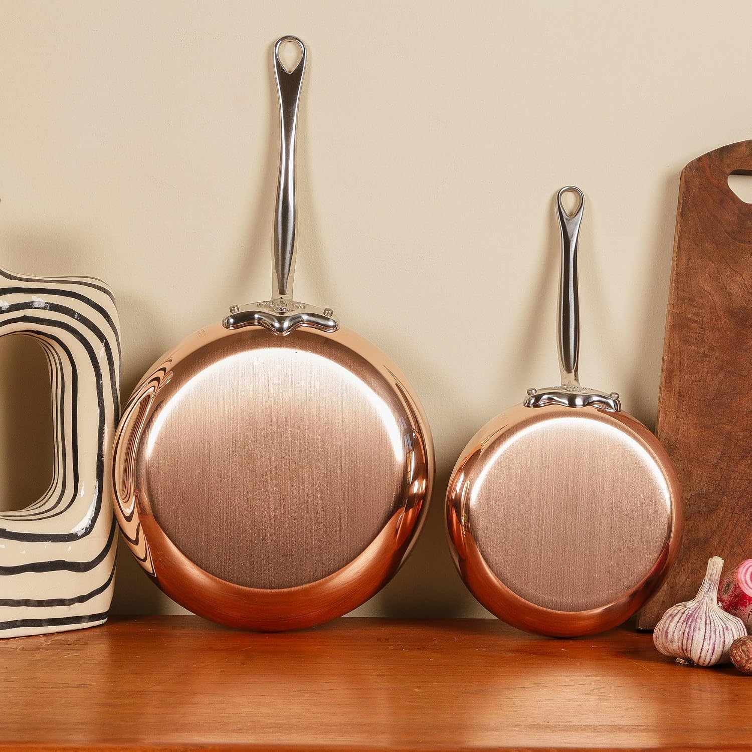 Mauviel M'Heritage 150 S 1.5mm Polished Copper & Stainless Steel Rondeau/Braiser Pan With Curved Lid and Cast Stainless Steel Handle, 6-qt, Made In France