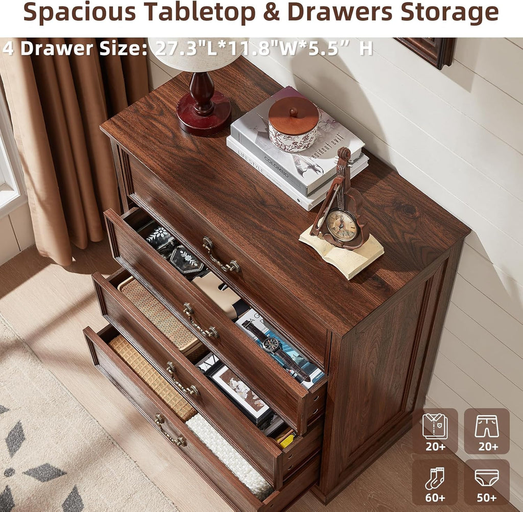 Joaxswe Bedroom Dresser Sets, 54' Wide 7 Drawers Dresser and 37' Tall 4 Drawers Dresser, Wooden 2 Piece Bedroom Furniture Set, Chest of Drawer for Bedroom, Home, Living Room, Hallway, Brown
