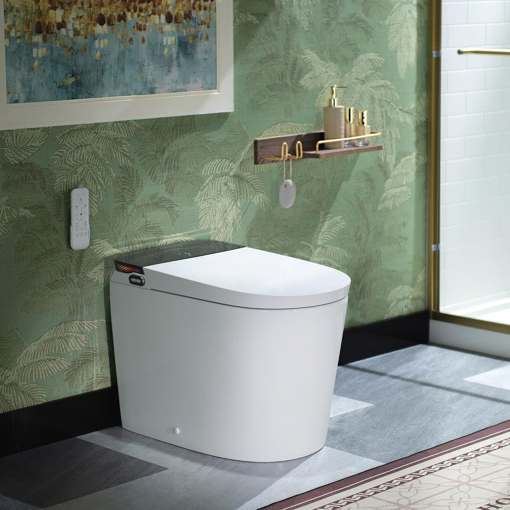 WOODBRIDGE Bidet Smart Toilet with Ultra-quiet&Quick Flush,1000g MaP Flush Score,Foam Shield,ADA Comfort Height,Auto Open/Close,Blackout Flush,Ambient Light,Heated Seat with Fragrance System,GT076