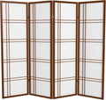 Oriental Furniture 5 ft. Tall Double Cross Shoji Screen - Walnut - 4 Panels