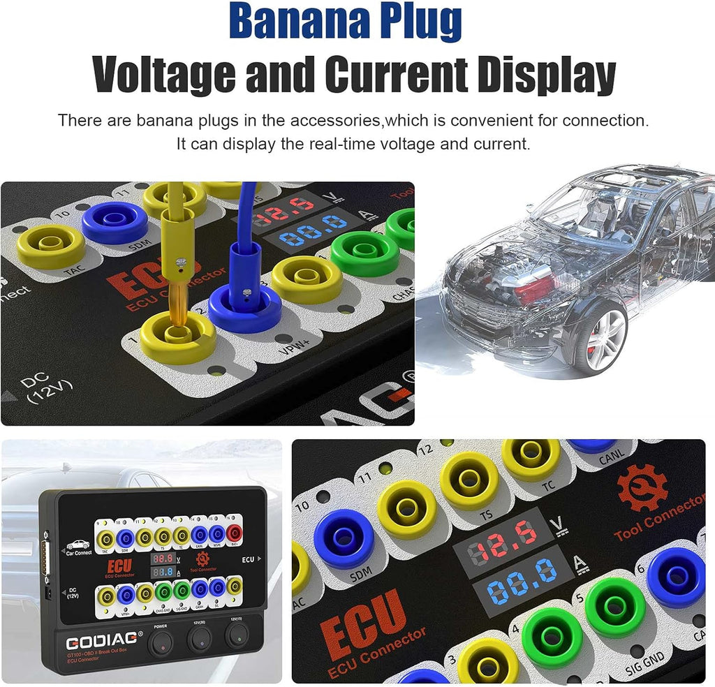 Godiag GT100+ OBDII Breakout Box, Advanced OBD and CAN Protocol Detector for ECU Bench Testing and Car Diagnostics