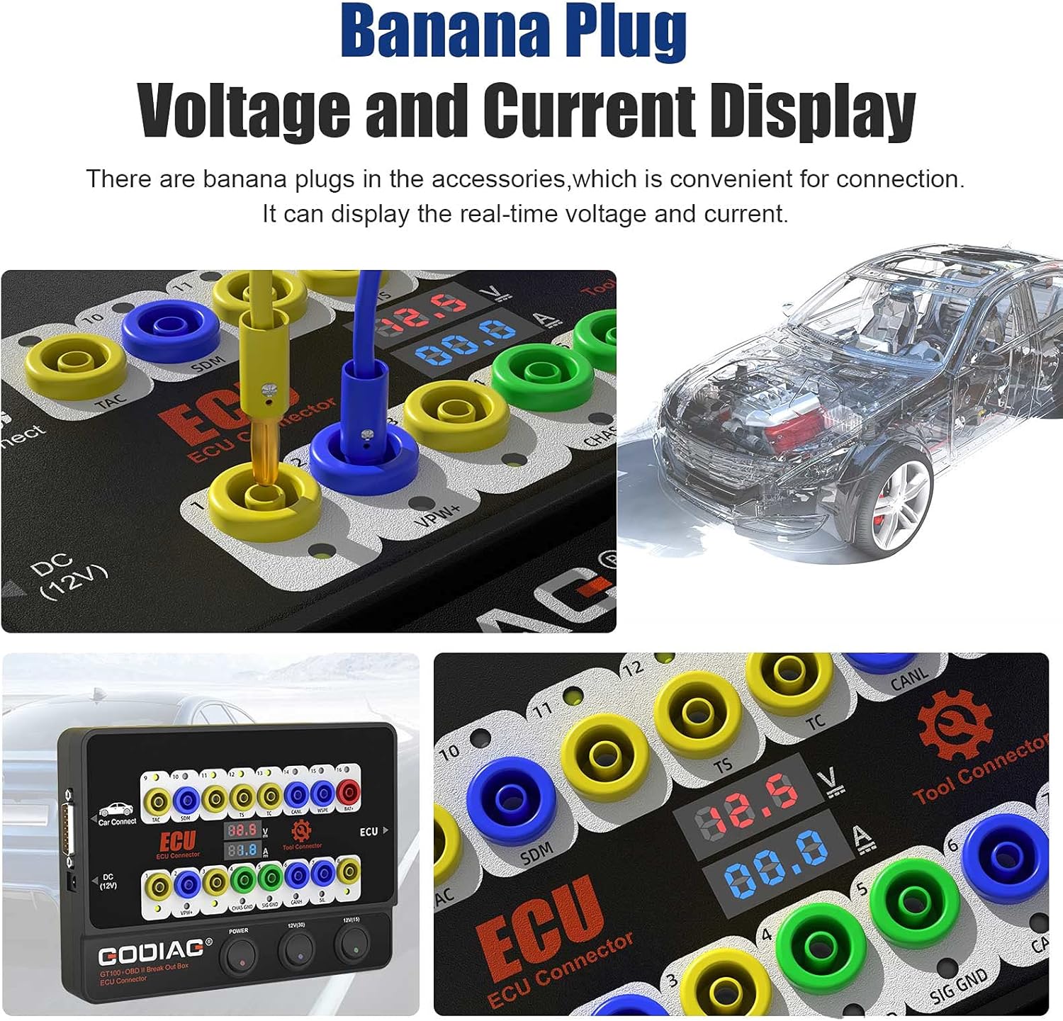 Godiag GT100+ OBDII Breakout Box, Advanced OBD and CAN Protocol Detector for ECU Bench Testing and Car Diagnostics