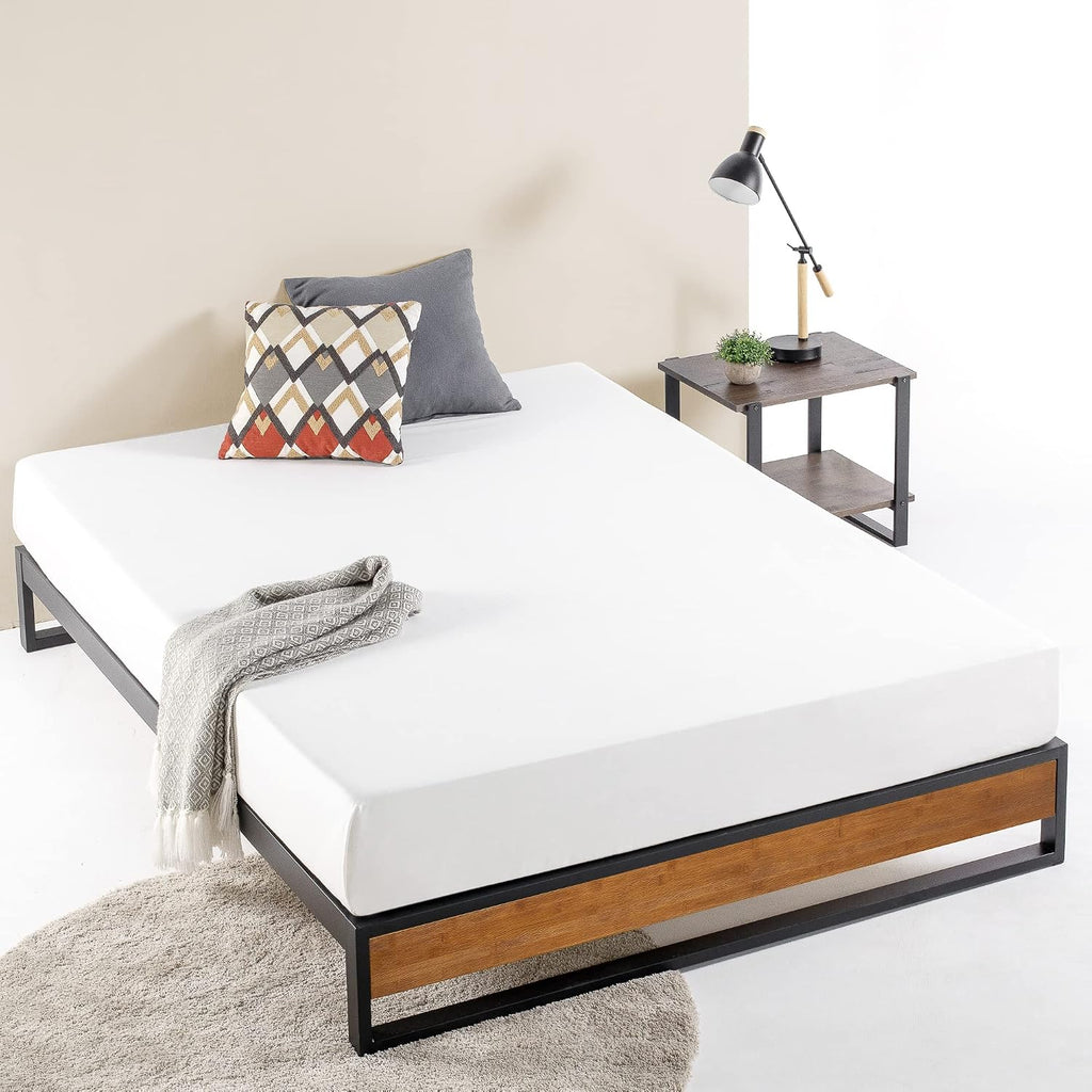 Zinus Good Design Award Winner Suzanne 10 Inch Bamboo and Metal Platforma Bed Frame, No Box Spring Needed, Wood Slat Support, Chestnut Brown, Full