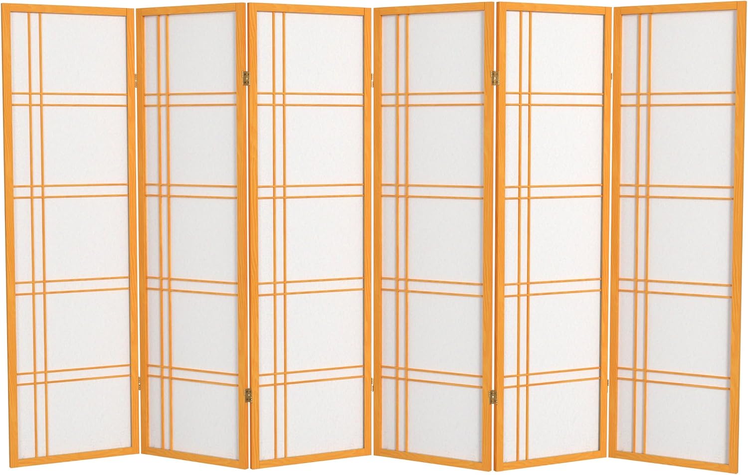 Red Lantern 5 ft. Tall Double Cross Shoji Screen - Honey - 6 Panels