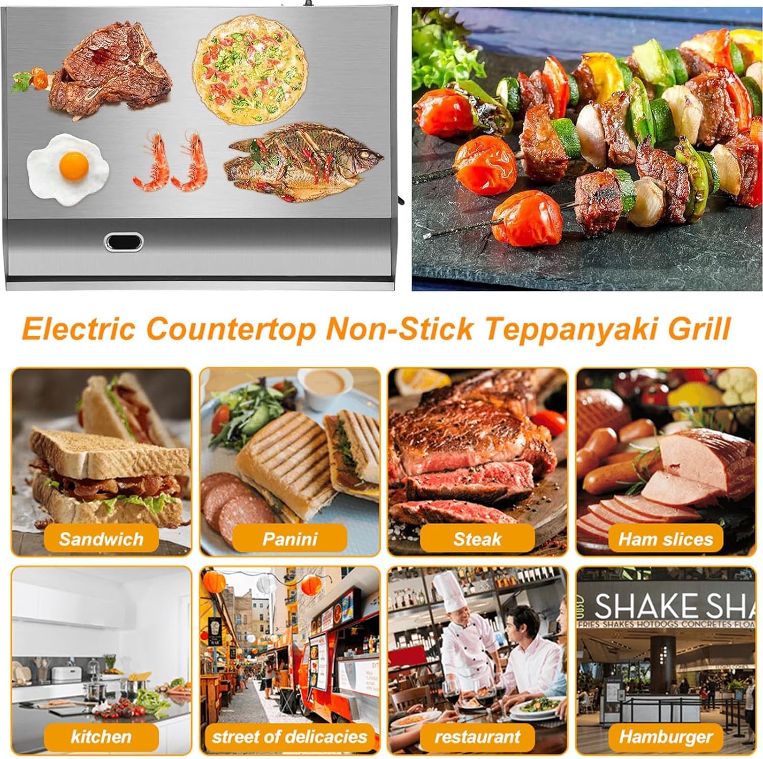 3000W Commercial Griddle, 22'X14' Electric Countertop Griddle Grill Flat Top Griddle Hot Plate Kitchen Stainless Steel Restaurant Grill with Griddle Accessories Temperature Control