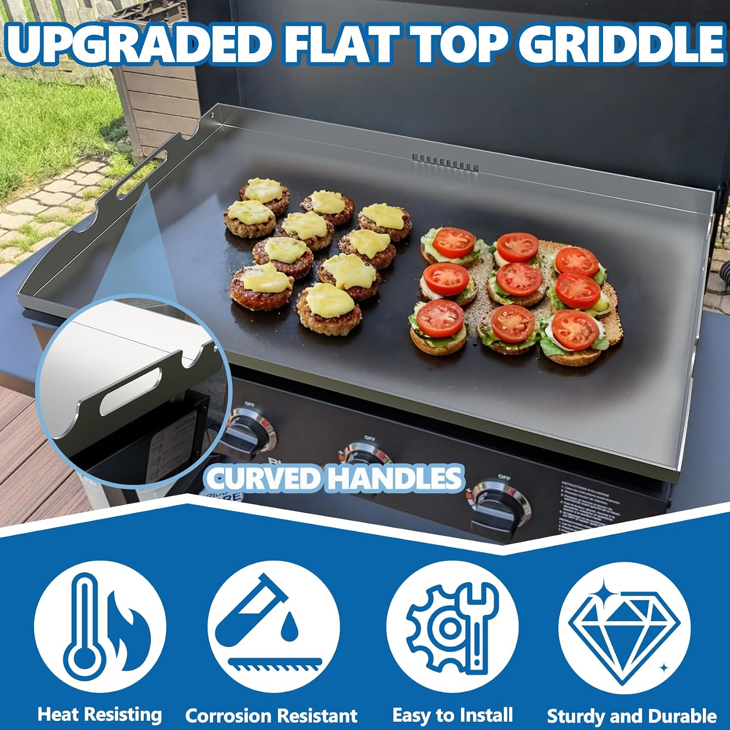 SafBbcue Upgrade 36' Griddle Replacement Top for Blackstone 36 inch 4 Burner Grill 1565 1841 2149 1560 1836 1984 Replacement Parts, 36 inch Flat Top Griddle with Handy Handle, Heavy Carbon Steel