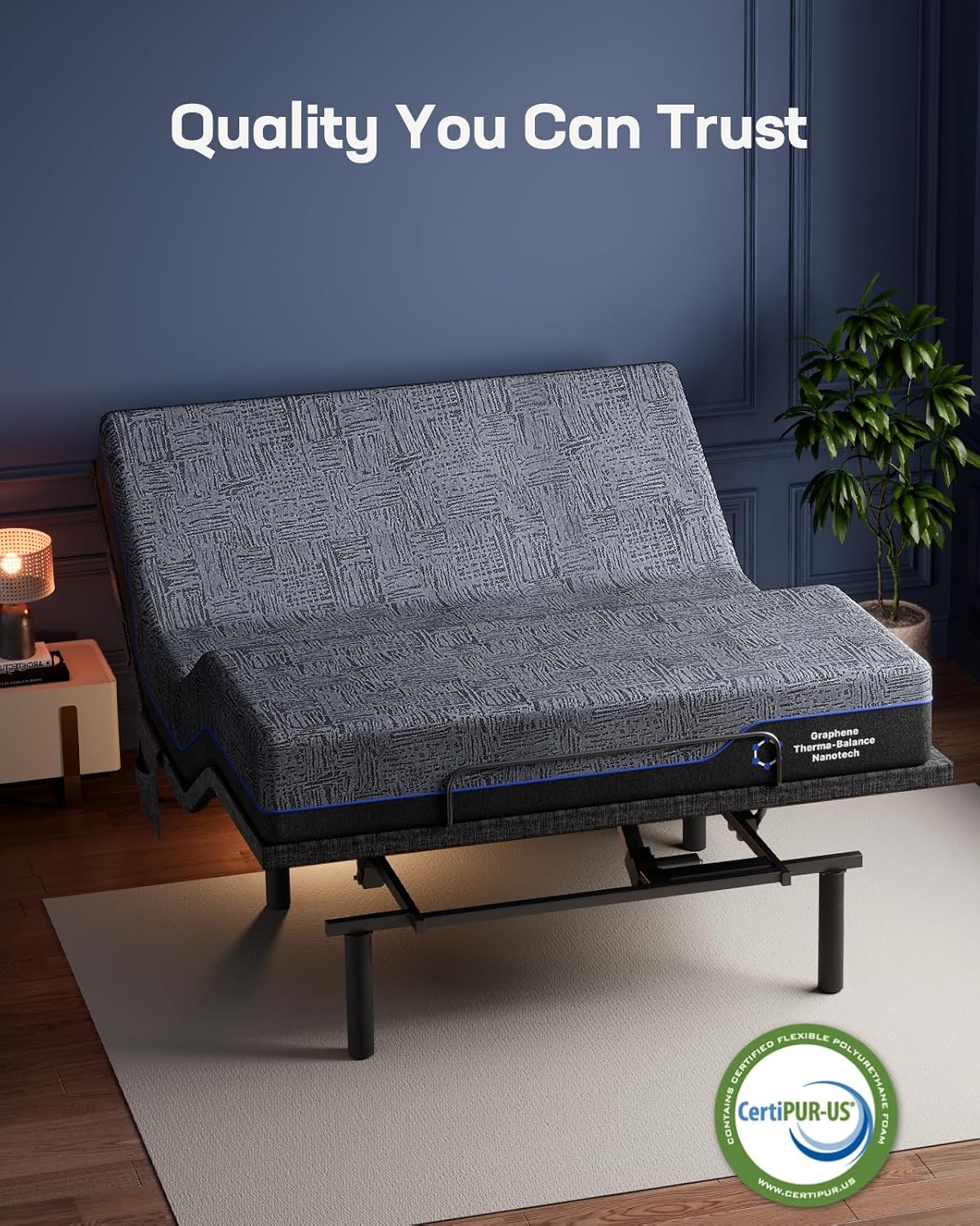Marsail NS1 Massage Adjustable Base with Mattress Set, Twin XL Adjustable Bed Frame + 14-inch Cooling Gel Memory Foam Mattress, Dual Motor Bed Frame with Wireless Remote, CertiPUR-US Certified