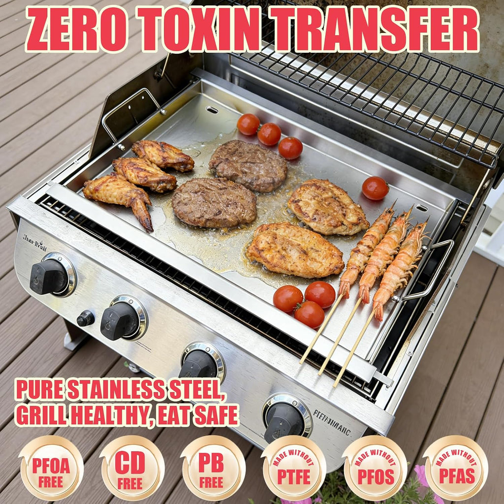 Full Size Griddle Insert for Napoleon Prestige PRO 500 & Built-in Prestige 500 Grills Accessories, BIP500RBNSS-3 P500RBPSS P500RSIBNK-3 P500 P500N Parts, 26.3'L x 17.7'W Stainless Steel Griddle Plate