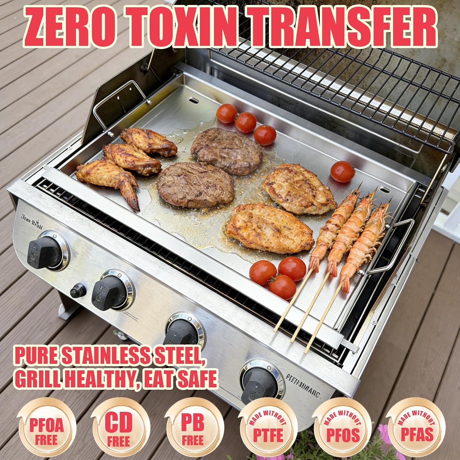 Full Size Griddle Insert for Napoleon Prestige PRO 500 & Built-in Prestige 500 Grills Accessories, BIP500RBNSS-3 P500RBPSS P500RSIBNK-3 P500 P500N Parts, 26.3'L x 17.7'W Stainless Steel Griddle Plate