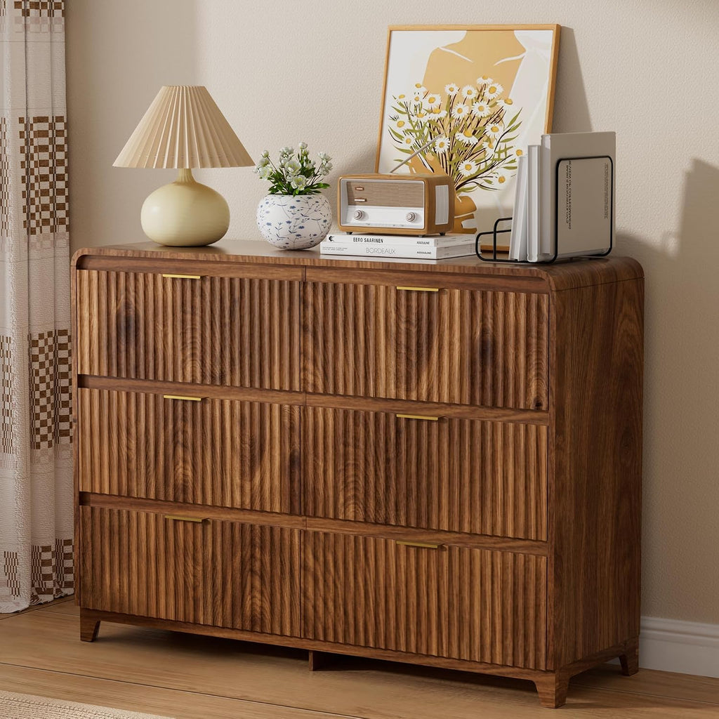 8 Drawer Dresser and 2 Nightstand Sets for Bedroom 3 Pcs Bedroom Set, Modern 39.4' Fluted Dresser with Invisible Handles Nightstand Charging Station, Bedroom Furniture Set for Living Room, Natural Oak