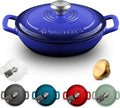 ROSSALLINI Signature Enameled Cast Iron Braiser, Non-Stick Serving Pot with Tight Fitting Lid for Perfect Roasting, Baking, Sauteing, Searing, and Pan Frying | 5Q (4.7L) - Indigo Blue