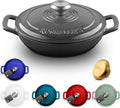 ROSSALLINI Signature Enameled Cast Iron Braiser, Non-Stick Serving Pot with Tight Fitting Lid for Perfect Roasting, Baking, Sauteing, Searing, and Pan Frying | 3.5Q (3.3L) - Oyster Grey
