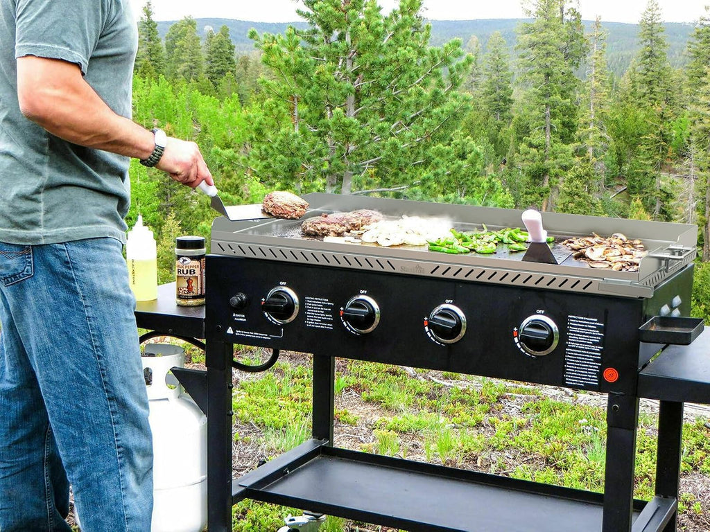Stanbroil 36 Inch Flat Top Griddle and Hard Cover Hood Bundle for Blackstone 36' 4 Burner Grill with Front Grease System, Stainless Steel