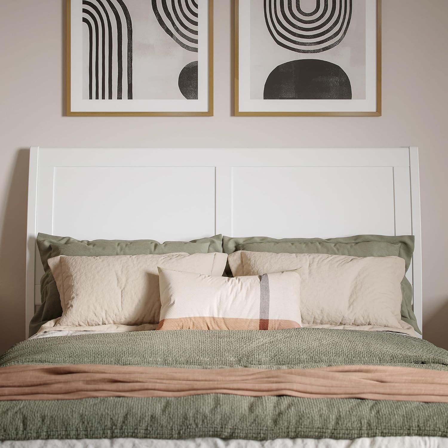 AFI, Portland Full Sleigh Solid Wood Panel Headboard, White