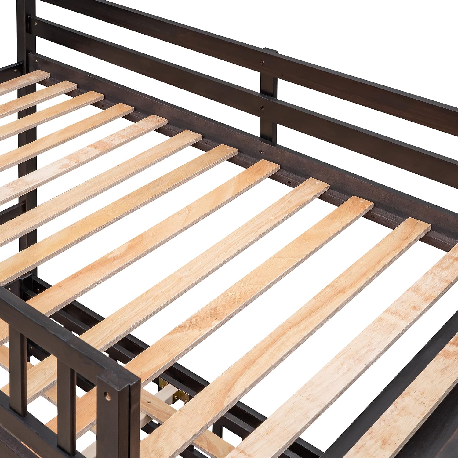 Ball & Cast Wooden Twin Over Full Bunk Bed with 6 Drawers & Flexible Shelves,Bottom Bedframe W/Wheel,Easy Assembly,Space Saving,Versatile Storage Furniture for Boy Girl Teen Compact Bedroom,Espresso
