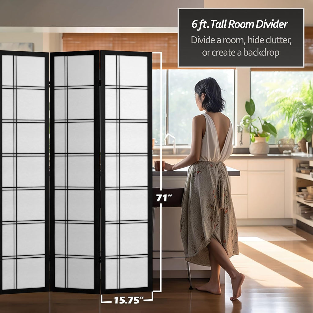 Red Lantern 6 ft. Tall Canvas Double Cross Room Divider Freestanding Folding Privacy Screen, Partition, and Separator for Modern and Contemporary Bedroom, Home Office, Studio, Dorm, Apartment