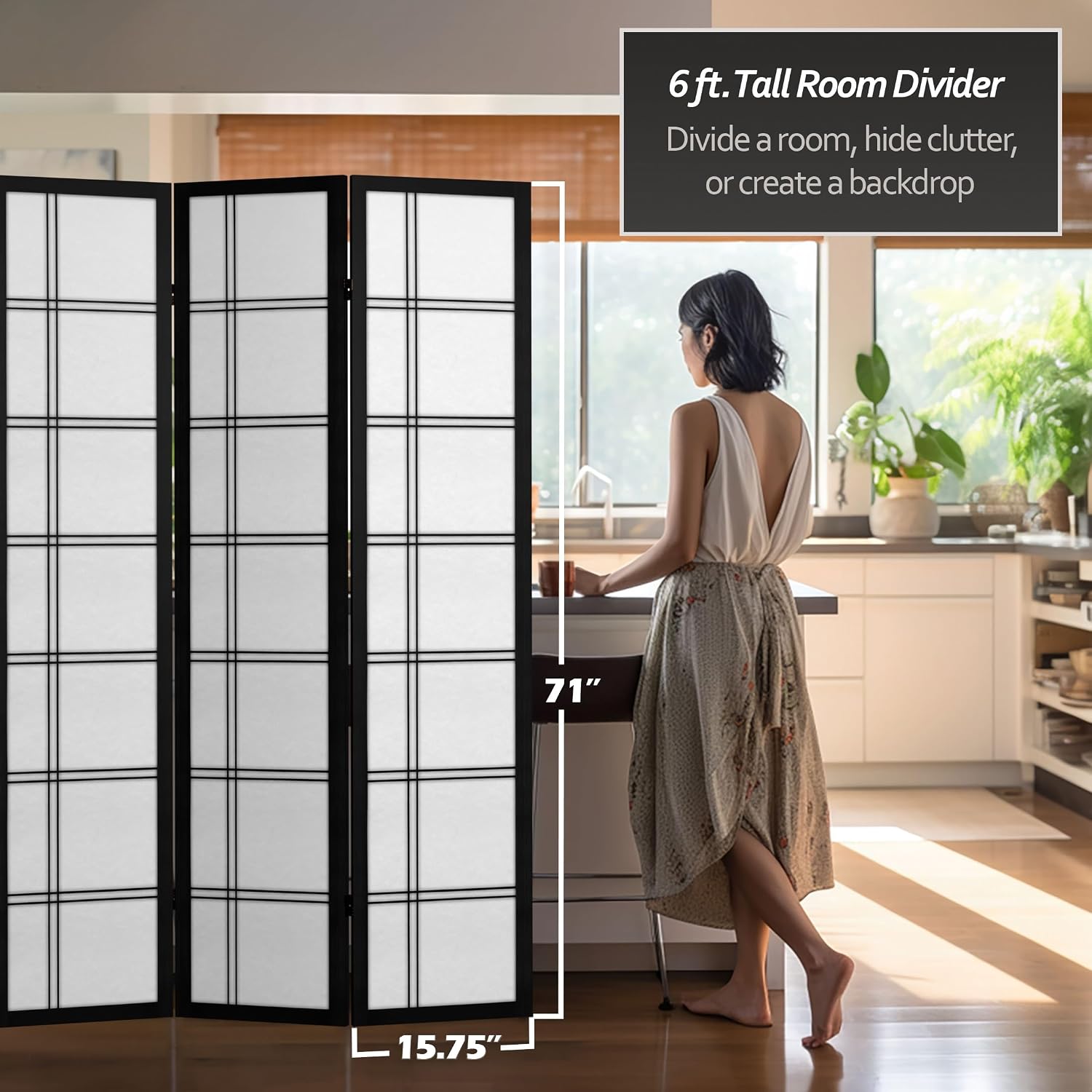 Red Lantern 6 ft. Tall Canvas Double Cross Room Divider Freestanding Folding Privacy Screen, Partition, and Separator for Modern and Contemporary Bedroom, Home Office, Studio, Dorm, Apartment