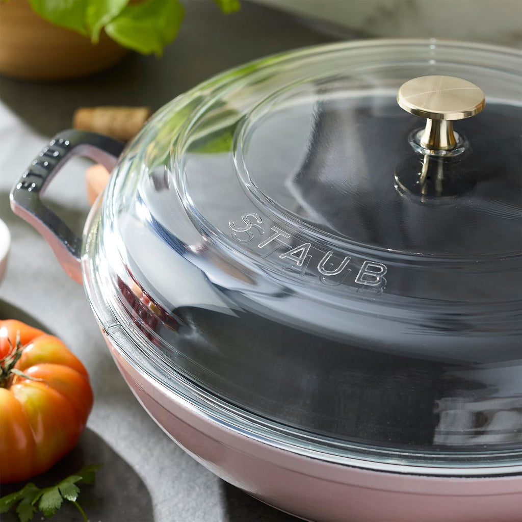 Staub Cast Iron 3.5-qt Braiser with Glass Lid - Peony Pink