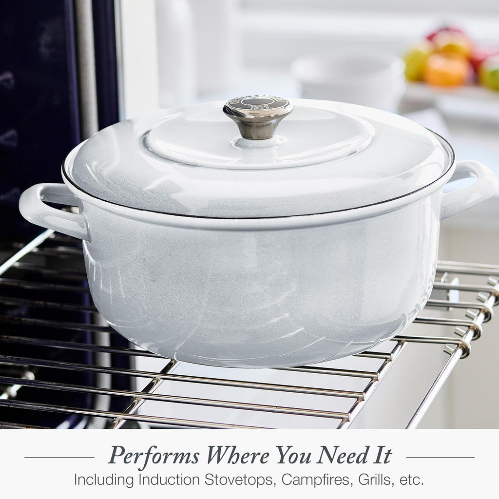 Merten & Storck 3.7QT & 5.5QT Dutch Ovens with Lids, 4 Piece Cookware Set, European Crafted Enameled Iron Stockpot, Induction & All Cooktops, Braising, Stews, Roasting, Slow Cooking, Sourdough, Gray