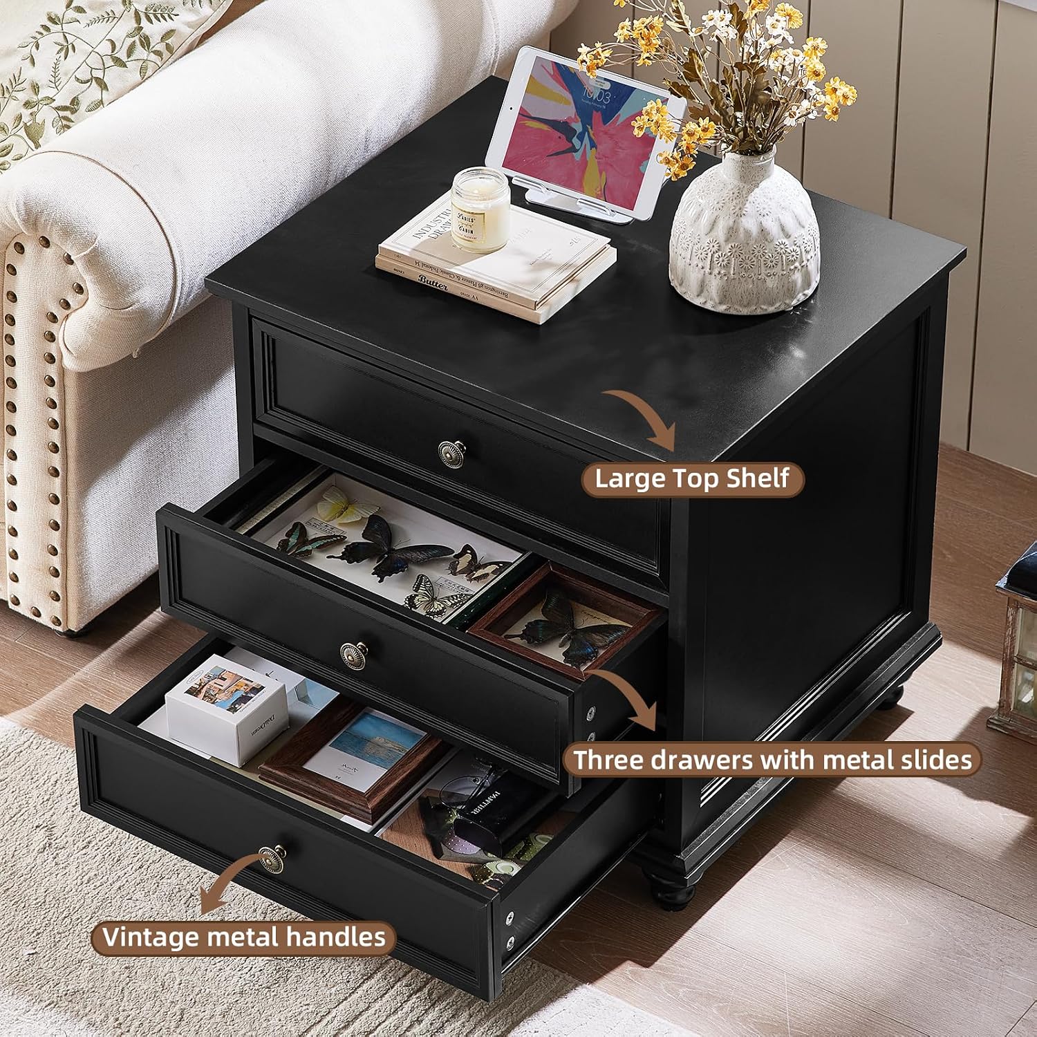 Joaxswe Farmhouse Dresser and Nightstand Sets, Wooden 7 Drawers Dresser & 24' Night Stand with 3 Drawers, 2 Piece Bedroom Furniture Set, Chest of Drawers for Bedroom, Home, Living Room, Hallway